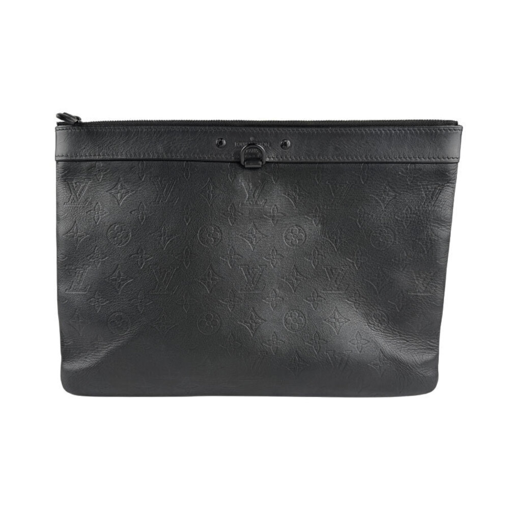 Louis Vuitton Clutch Bag Monogram Pochette Discovery Canvas Leather Shadow Black
